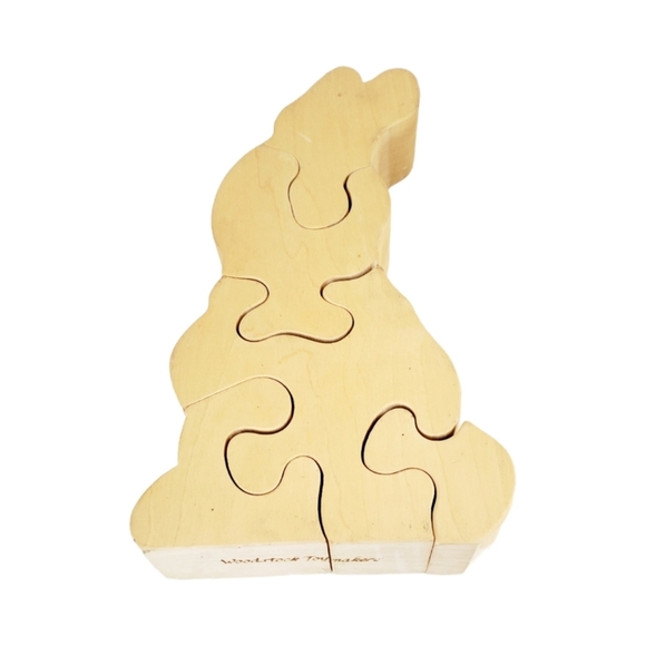 Woodstock Toymakers Thick Wood Vintage Style Puzzle 3 Dimensional Bunny Rabbit - Picture 2 of 3